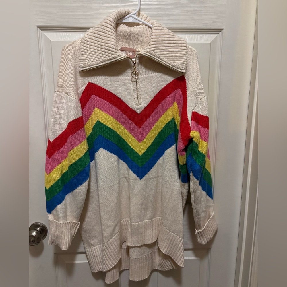 Show Me Your MuMu Multicolor Chevron Turtleneck Sweater